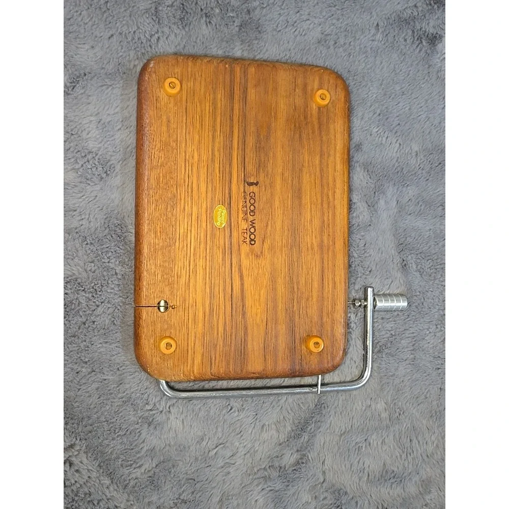Good‎ Wood Genuine Teak Wire Cheese Slicer Cutting Board MCM Charcuterie 10